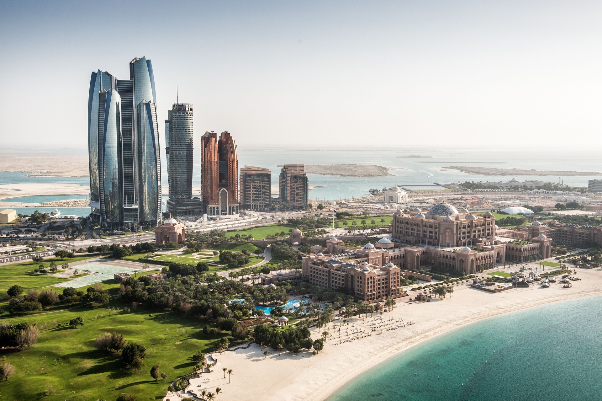 Abu Dhabi skyscrapers viewed from the air