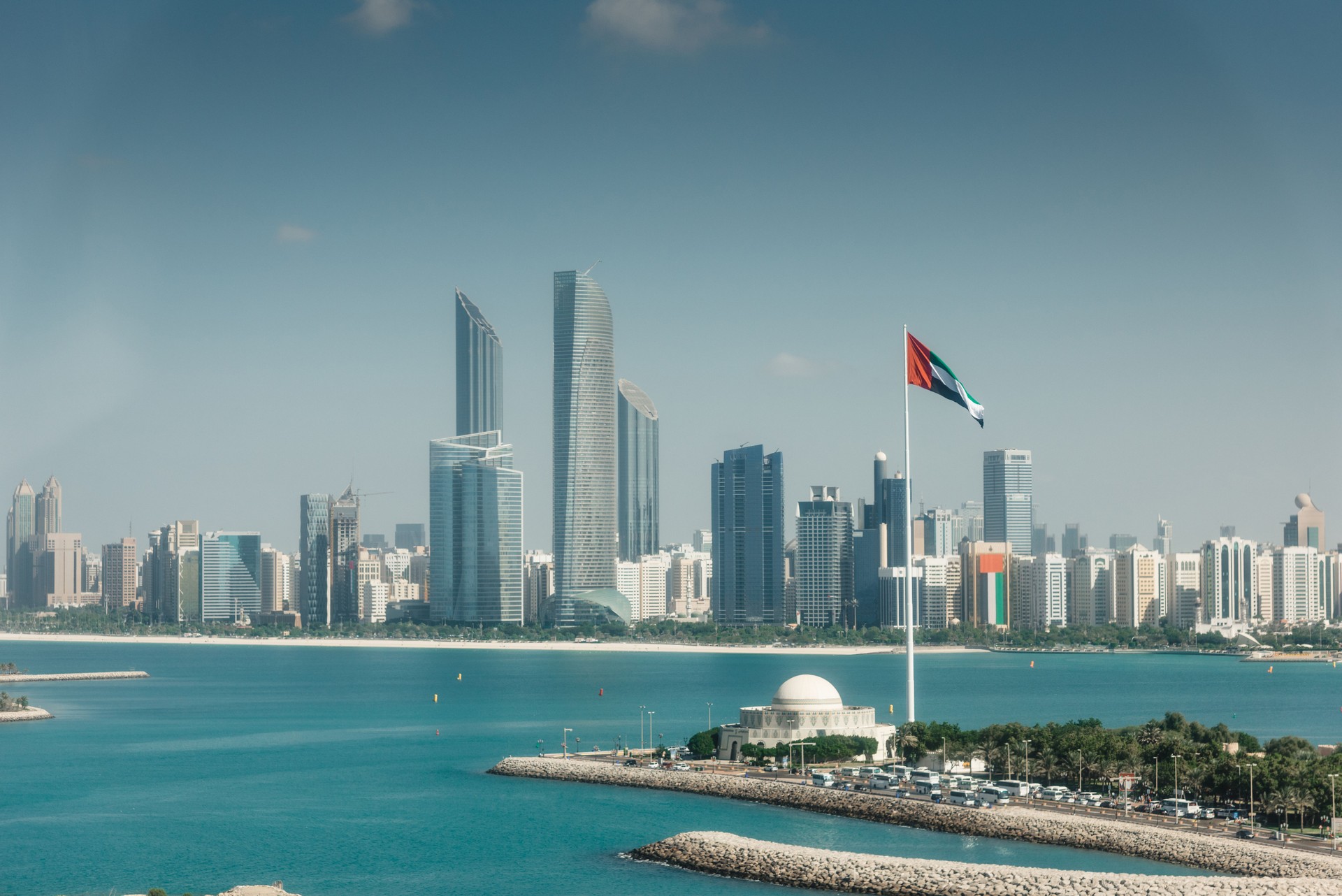 abu dhabi skyline from the marina